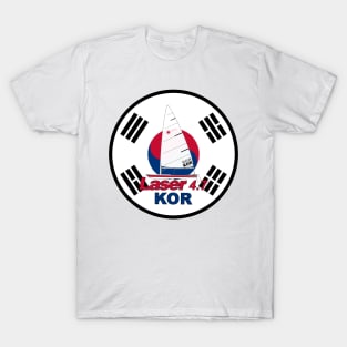 laser class sailboat on flag Korea T-Shirt